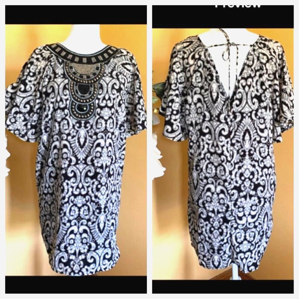 Dina Be Dress Size Medium Lightweight Cocktail Black White Dress Made U.S.A